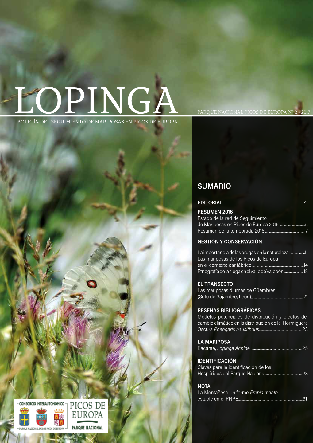 Lopinga Parque Nacional Picos De Europa Nº 2 - 2017 Boletín Del Seguimiento De Mariposas En Picos De Europa