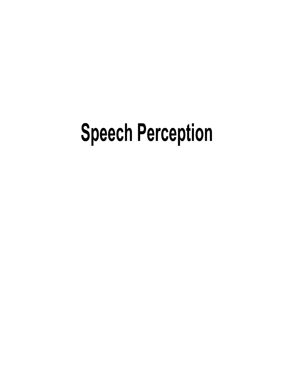 Speech Perception