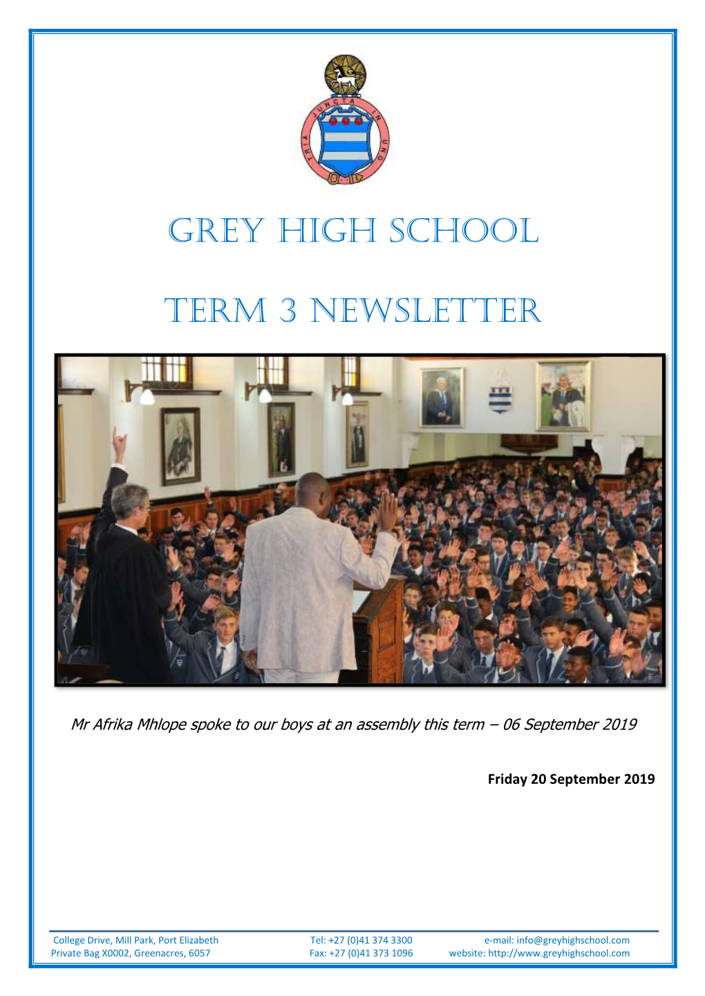 Newsletter Term 3 – 2019