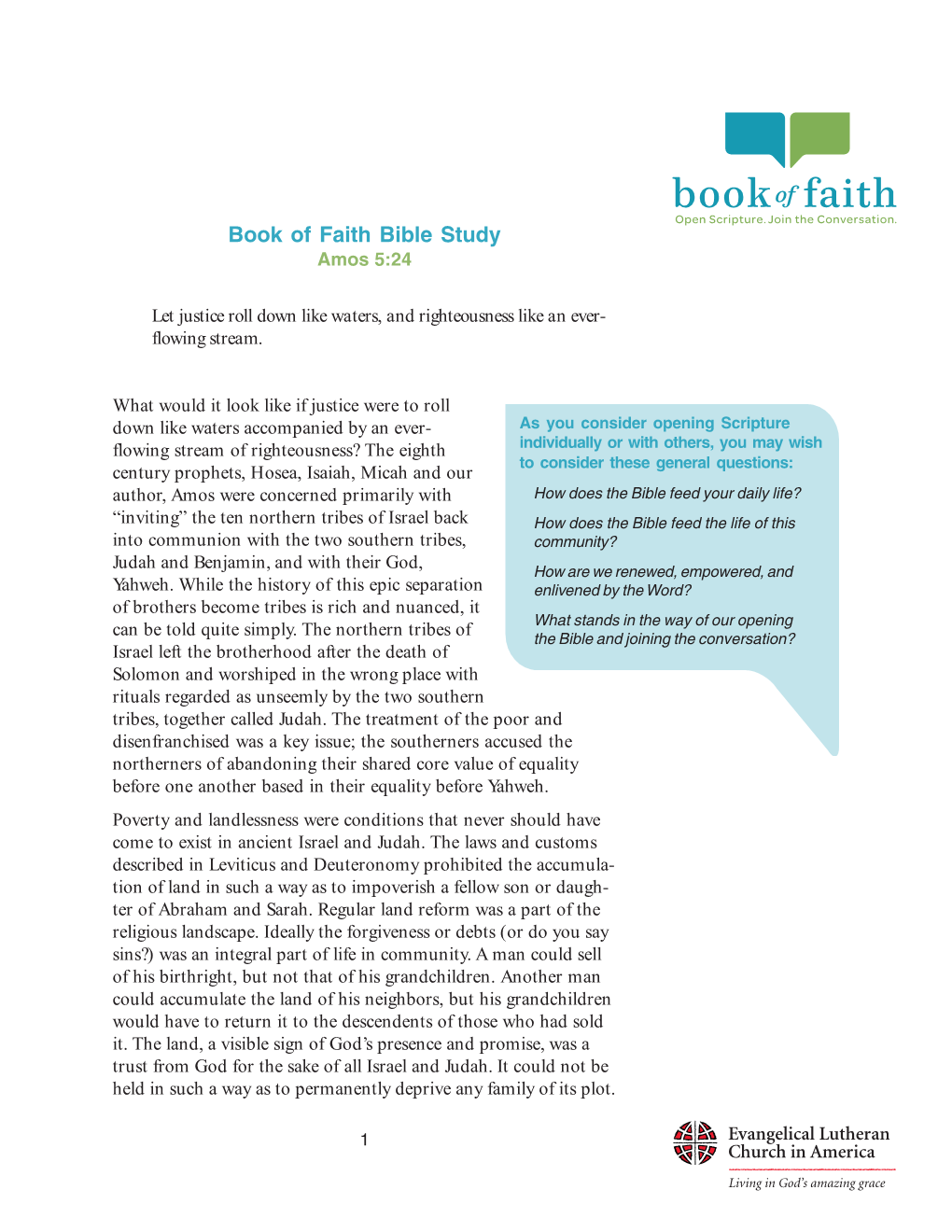 A Book of Faith Bible Study on Amos 5:24