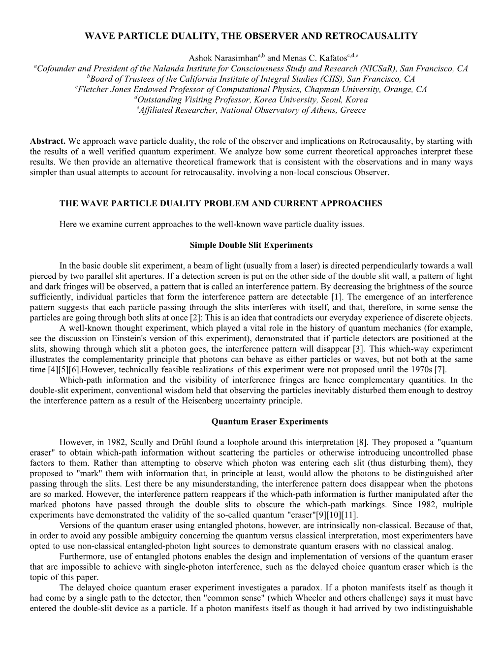 Wave Particle Duality, the Observer and Retrocausality