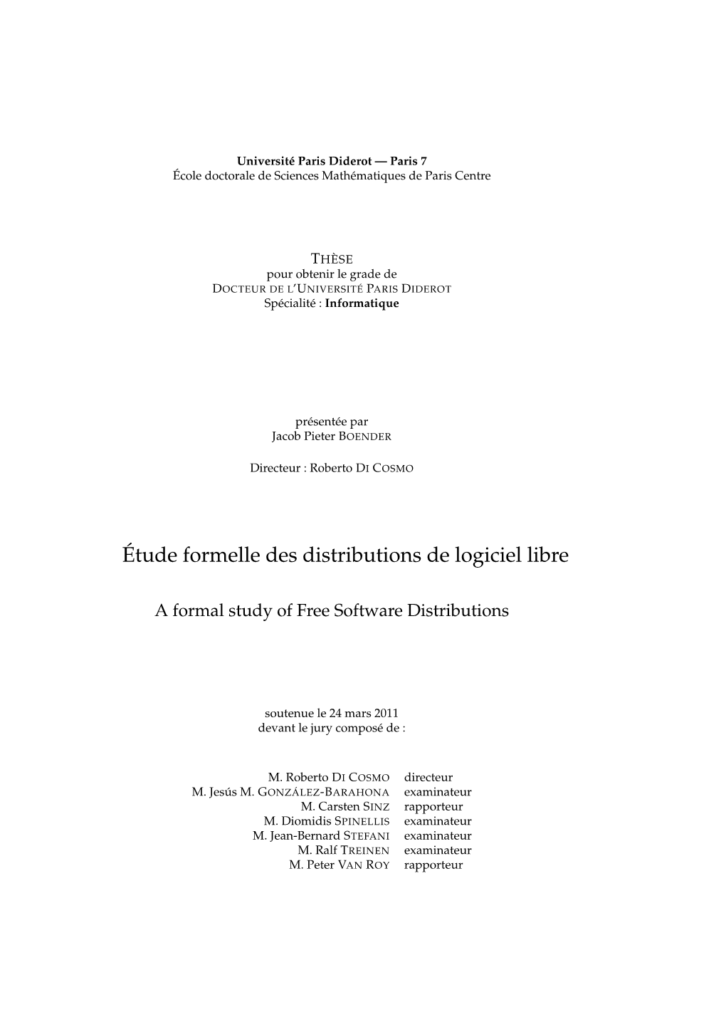 Étude Formelle Des Distributions De Logiciel Libre