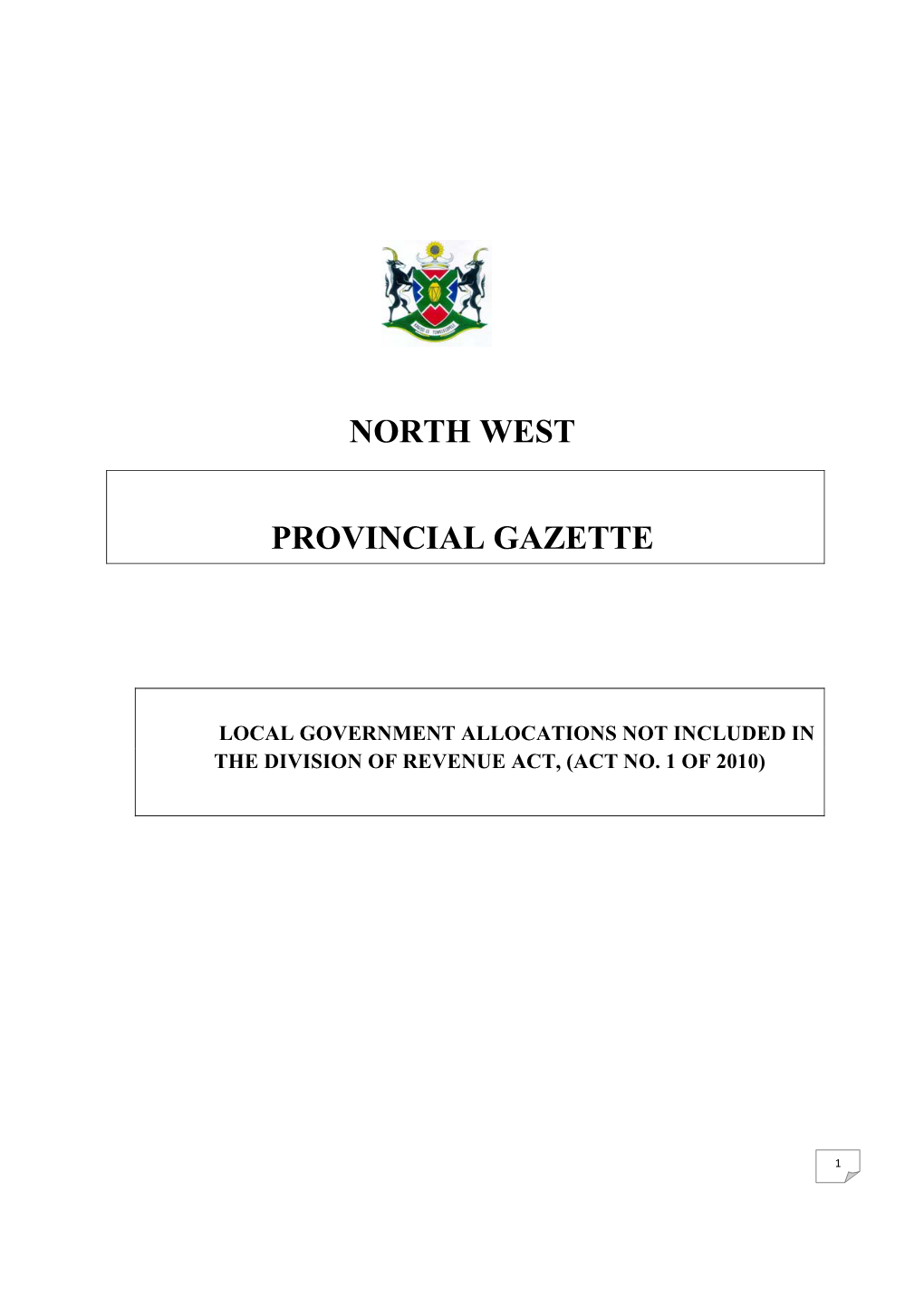 North West Provincial Gazette