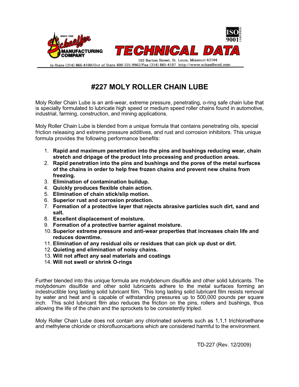 227 Moly Roller Chain Lube