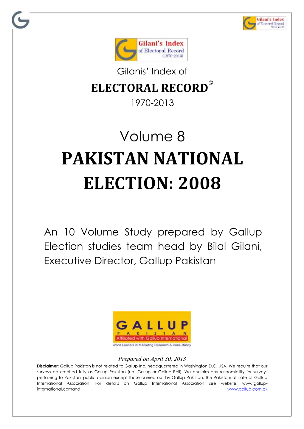Pakistan National Election: 2008