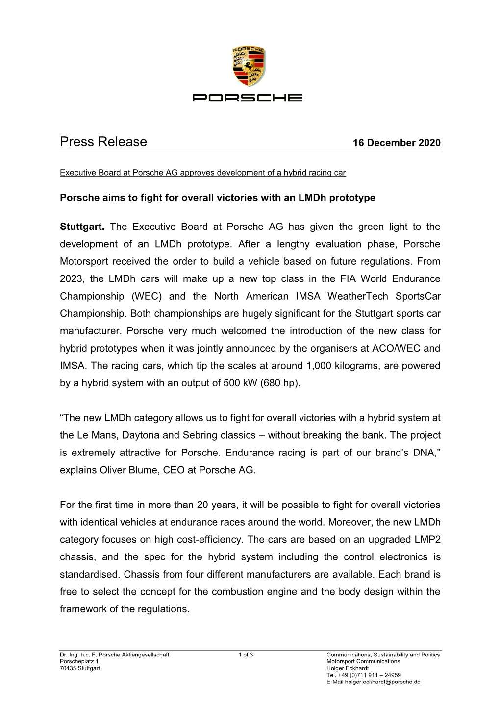 Press Release 16 December 2020