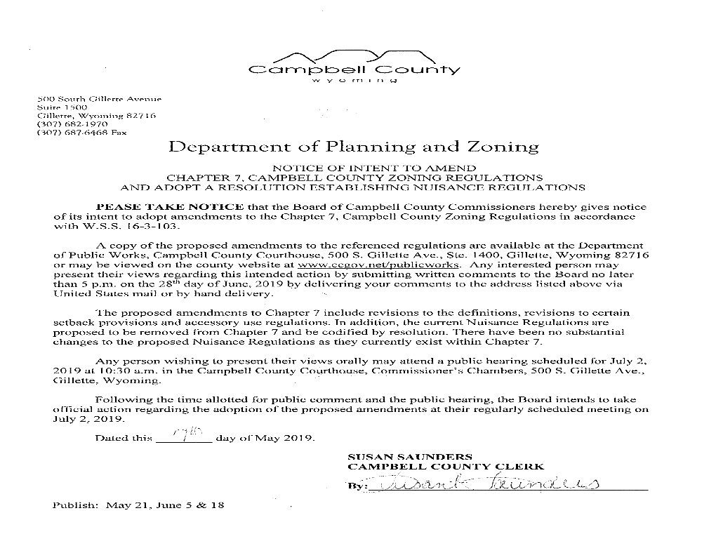 Chapter 7 Campbell County Zoning and Land Use Regulations