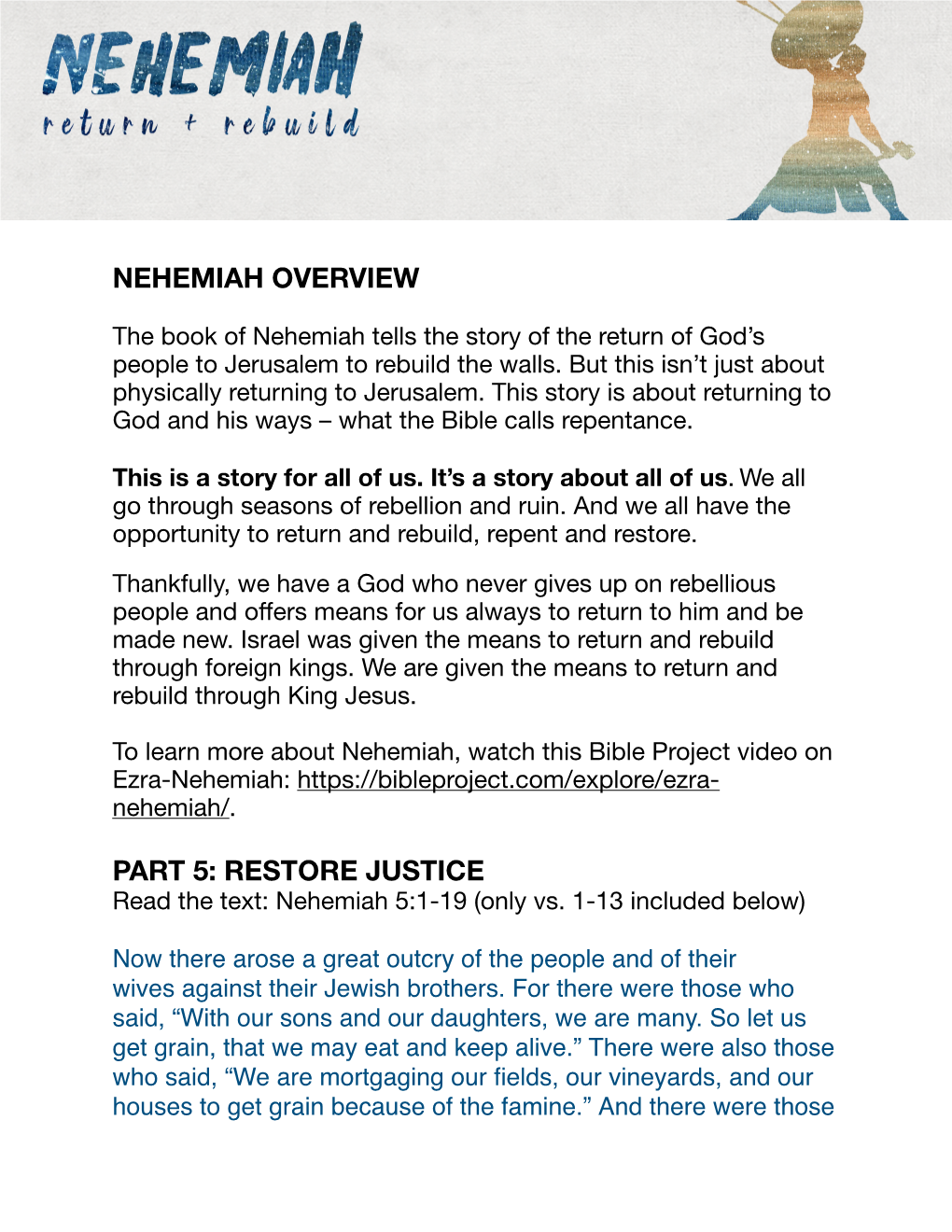 Nehemiah Overview Part 5: Restore Justice