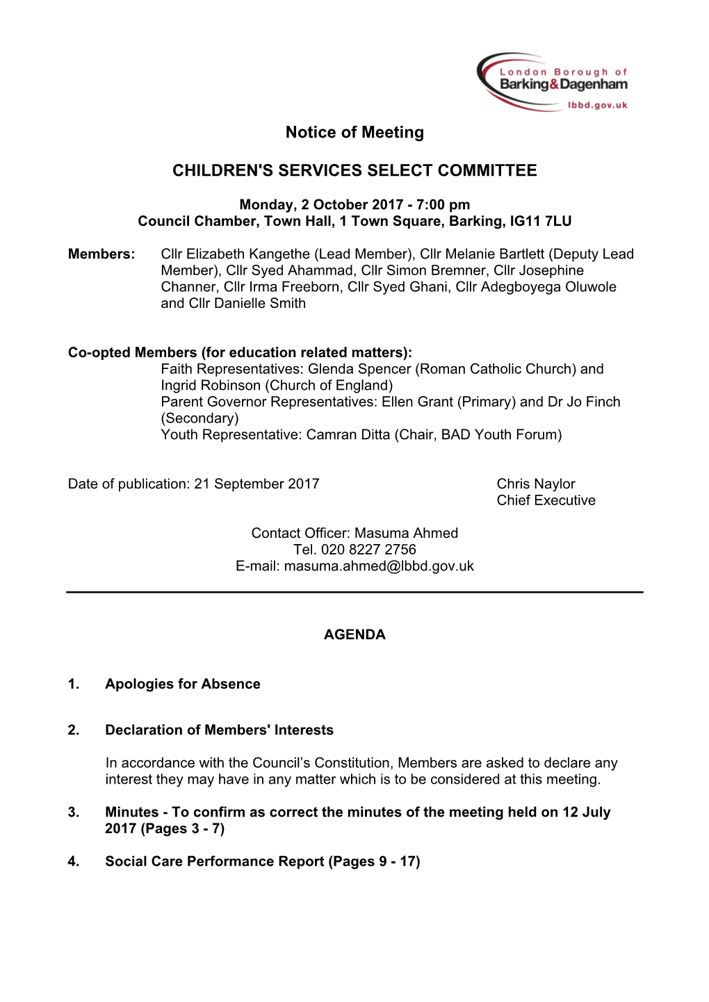 Children's Services Select Committee