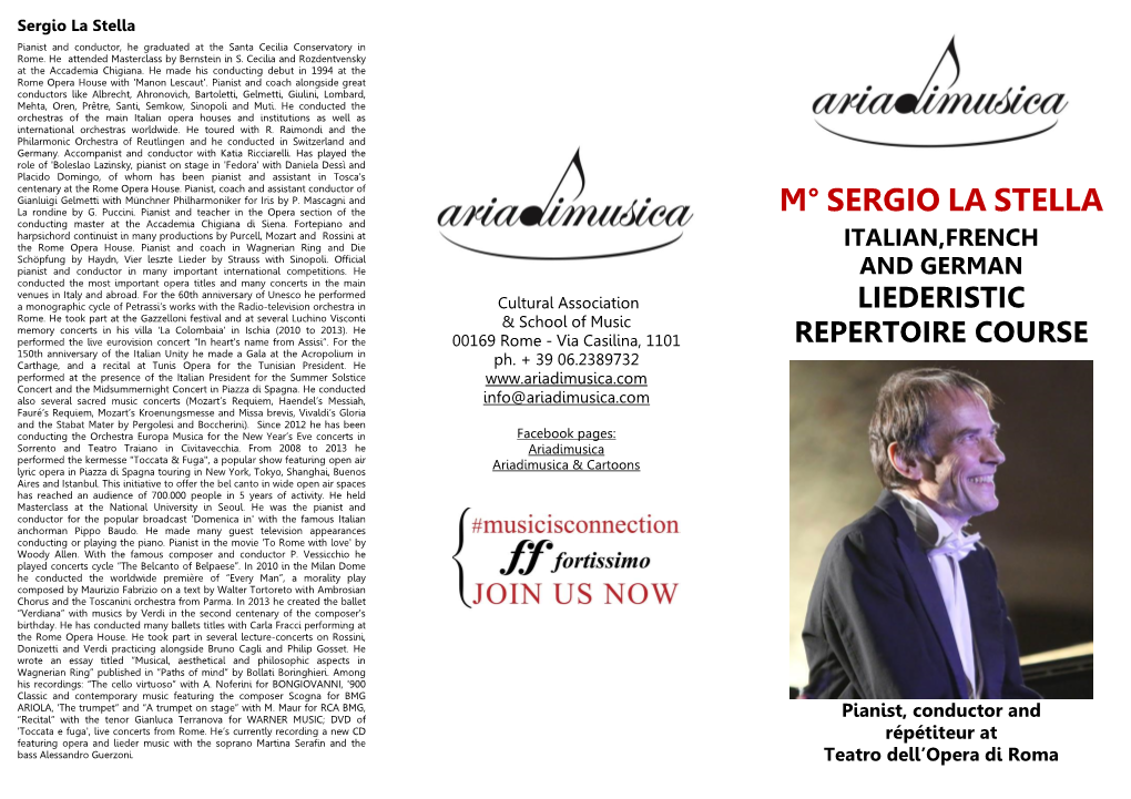 M° SERGIO LA STELLA Conducting Master at the Accademia Chigiana Di Siena