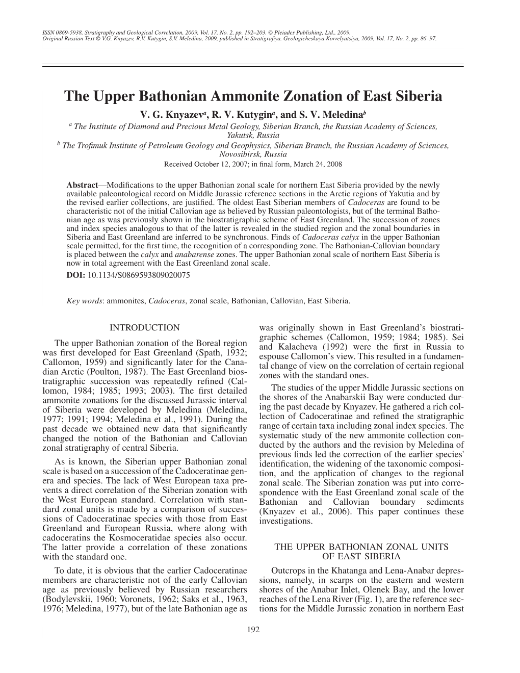 The Upper Bathonian Ammonite Zonation of East Siberia V