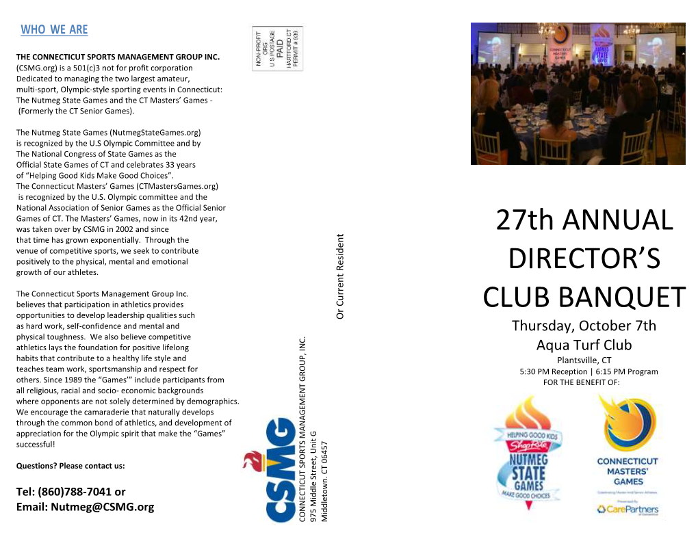 27Th ANNUAL DIRECTOR's CLUB BANQUET