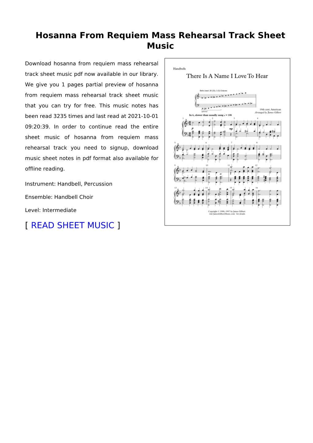 Hosanna from Requiem Mass Rehearsal Track Sheet Music