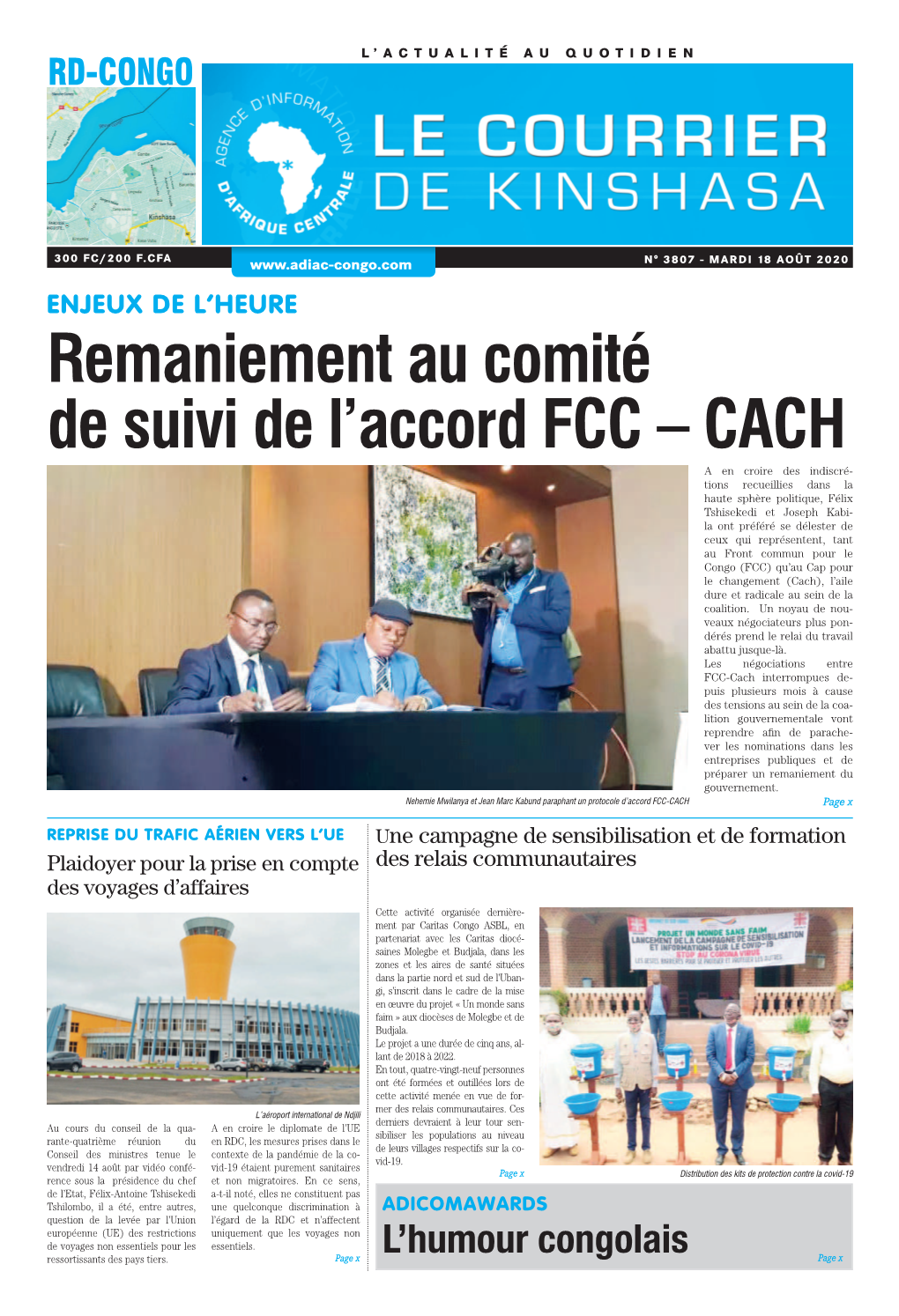 Remaniement Au Comité De Suivi De L'accord FCC – CACH