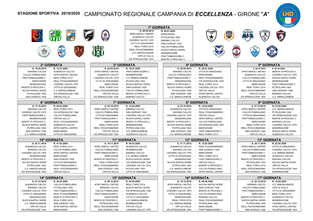 Campionato Regionale Campania Di Eccellenza - Girone "A"