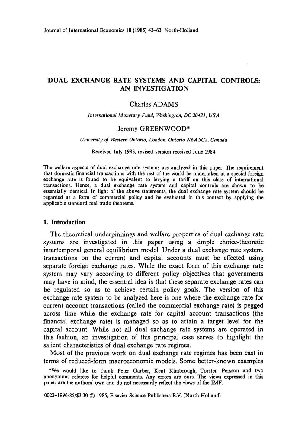 Dual Exchange Rate Systems and Capital Controls: an Investigation