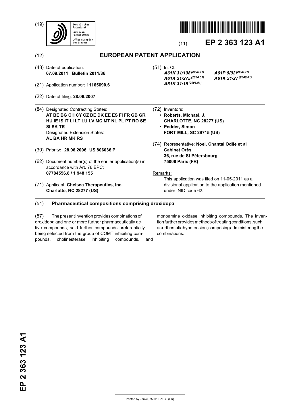 Pharmaceutical Compositions Comprising Droxidopa