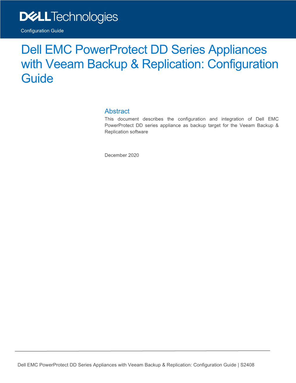 Dell EMC Powerprotect DD Series Appliances with Veeam Backup & Replication: Configuration Guide