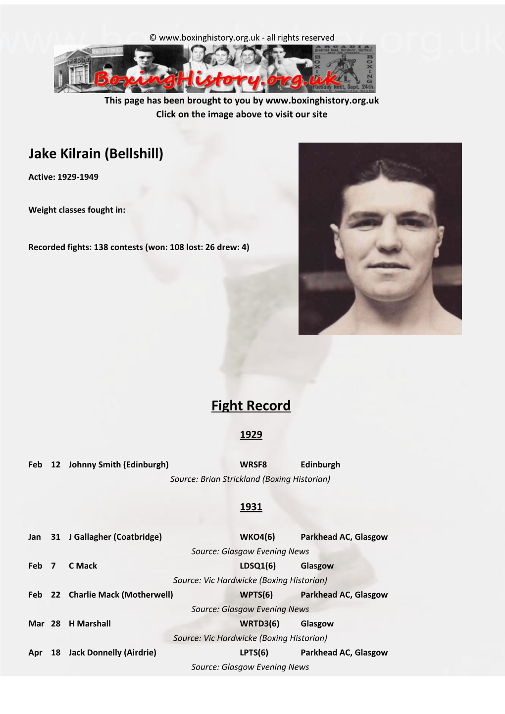 Fight Record Jake Kilrain