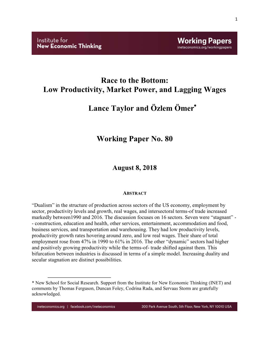 Race to the Bottom: Low Productivity, Market Power, and Lagging Wages