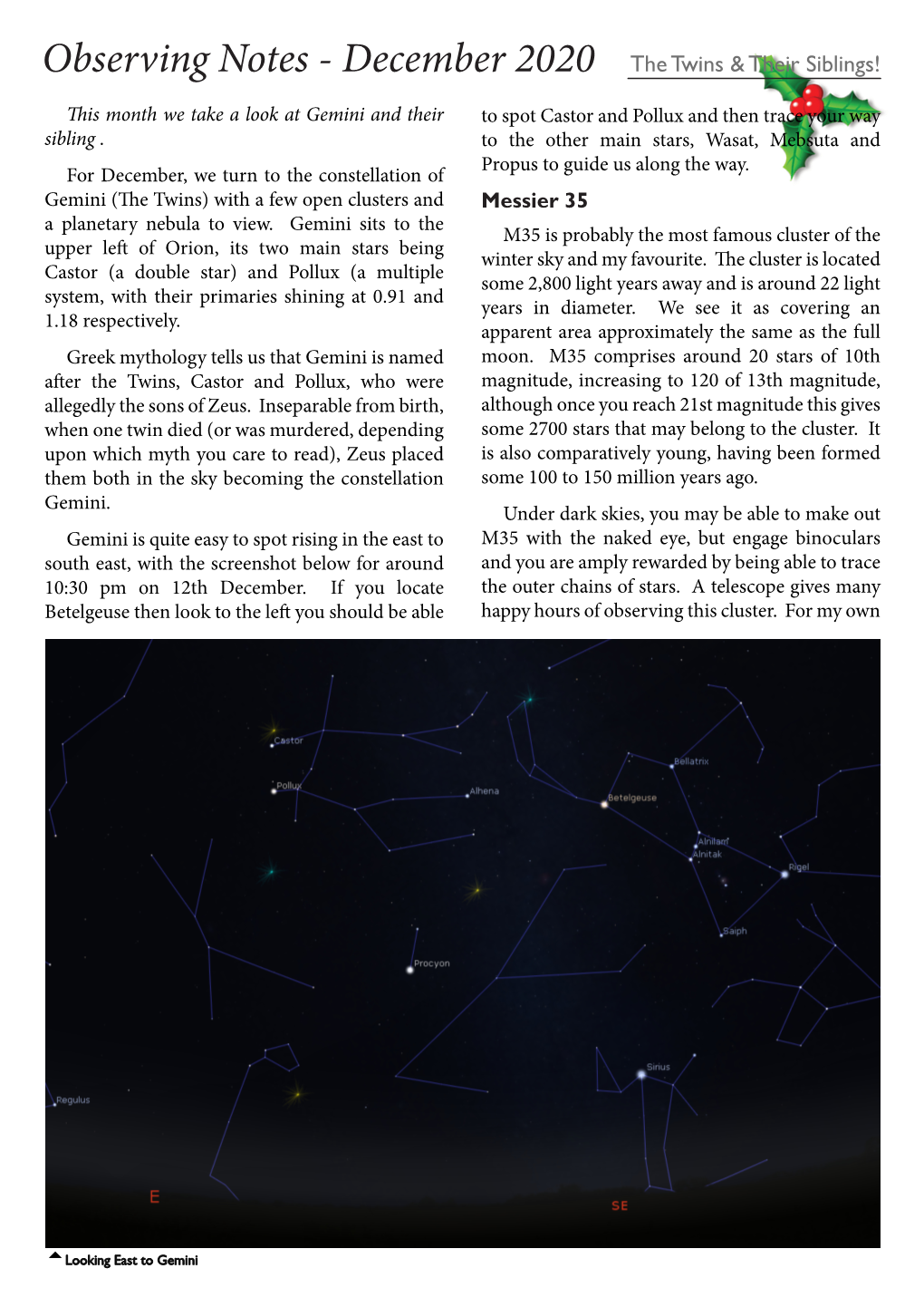 Observing Notes - December 2020 the Twins & Their Siblings!