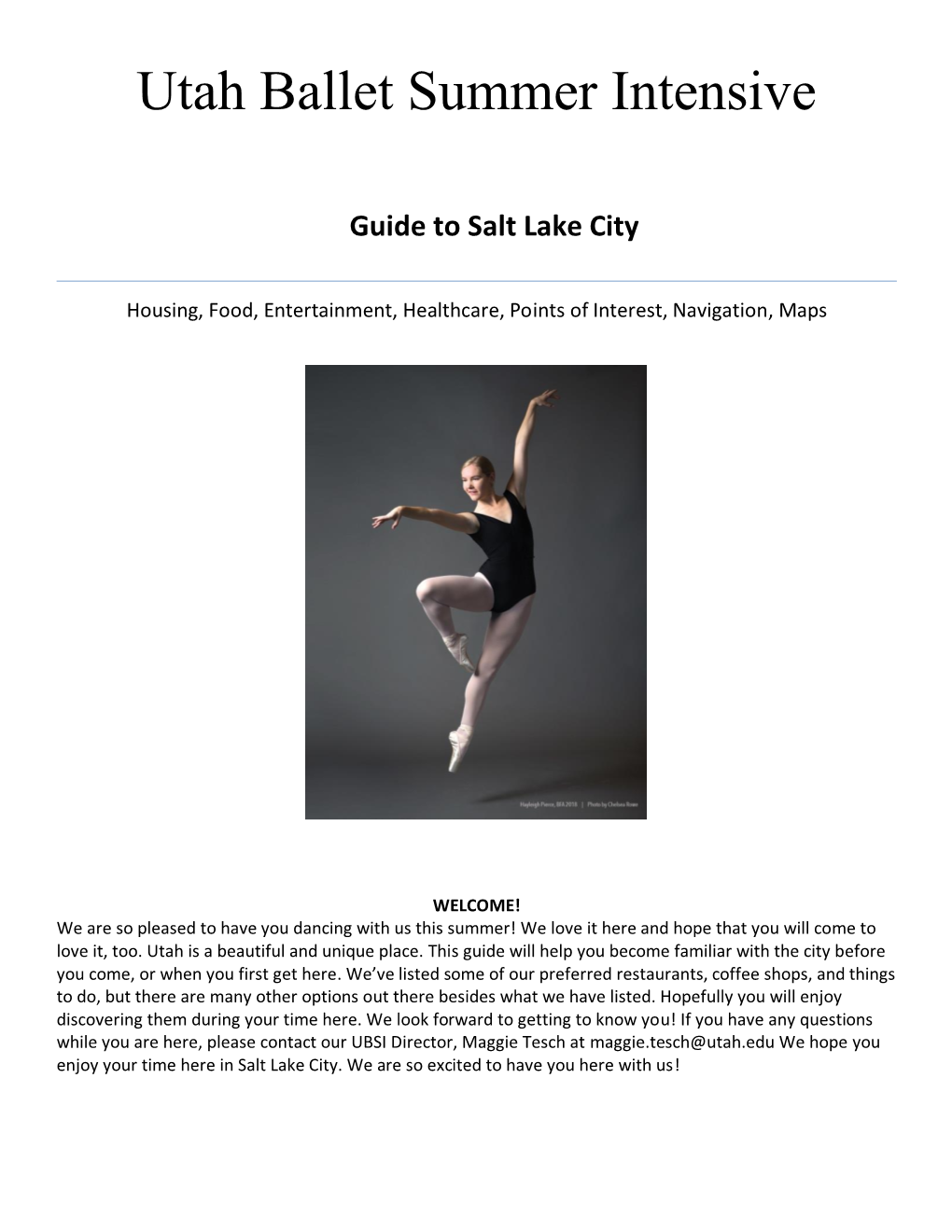 Utah Ballet Summer Intensive