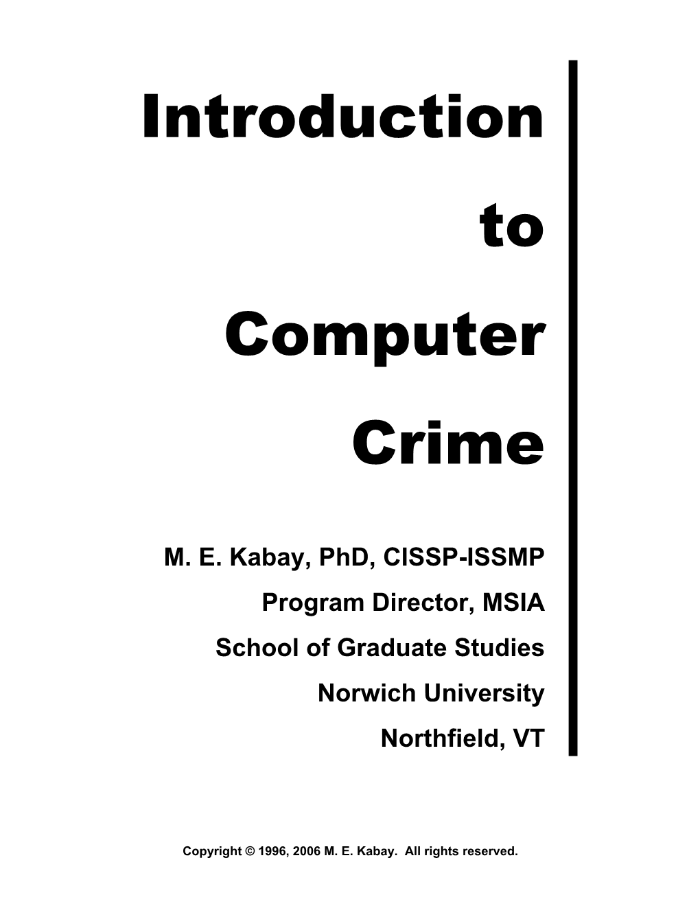 Introduction to Computer Crime