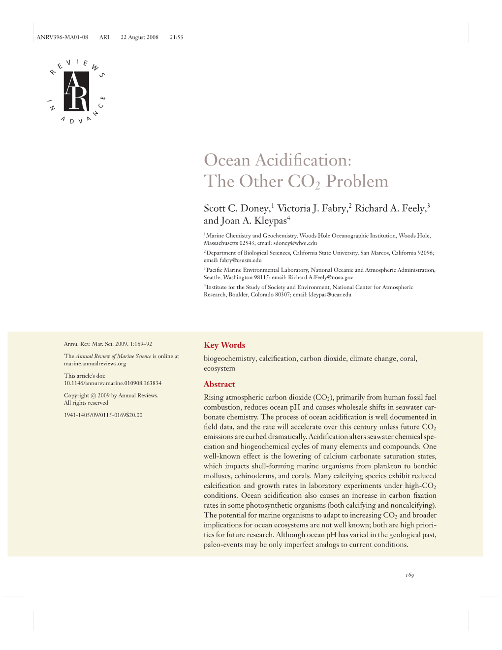 Ocean Acidification: the Other CO2 Problem