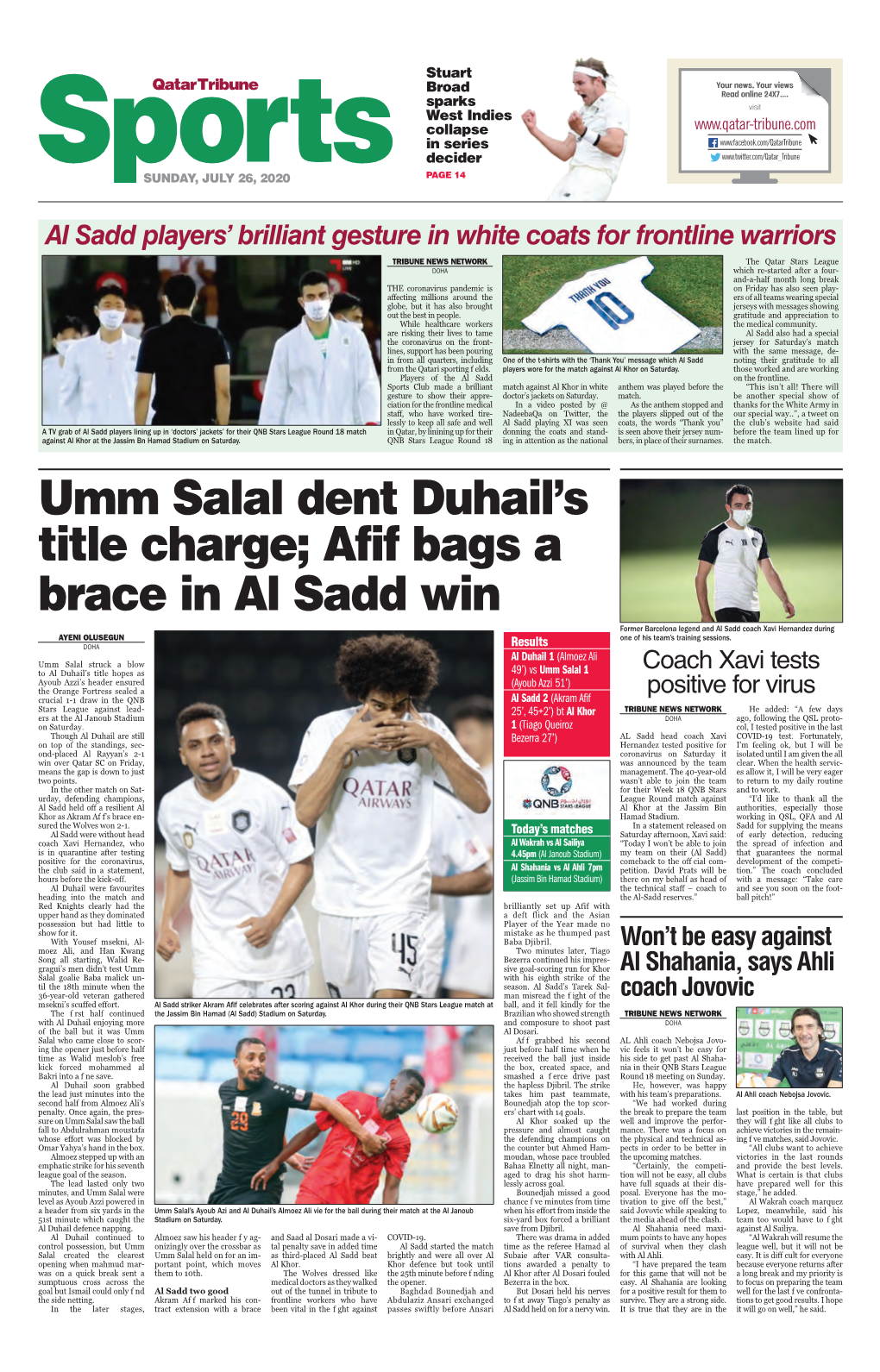Umm Salal Dent Duhail's Title Charge; Afif Bags a Brace in Al Sadd