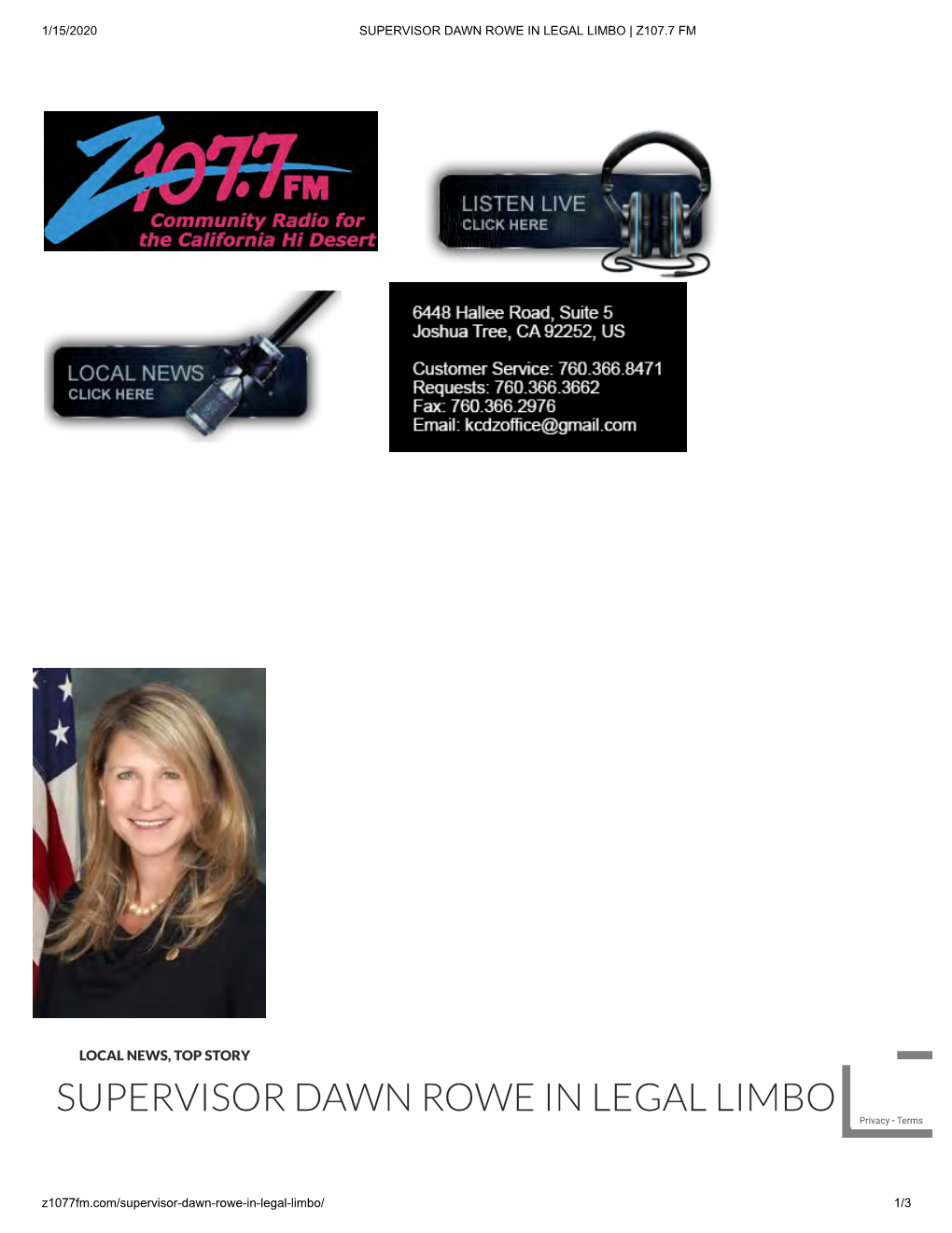 Supervisor Dawn Rowe in Legal Limbo | Z107.7 Fm