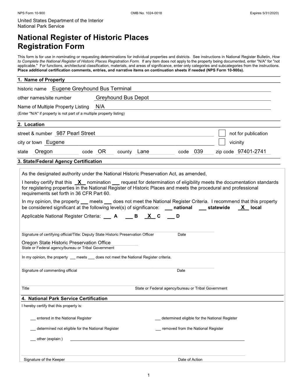 NPS Form 10 900 OMB No. 1024 0018