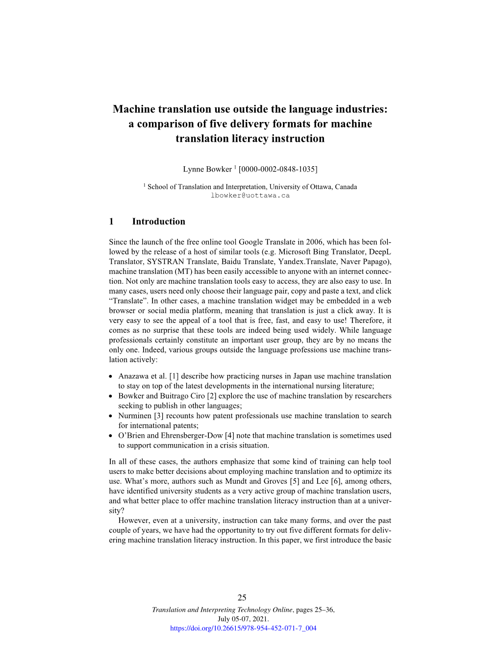 A Comparison of Five Delivery Formats for Machine Translation Literacy Instruction