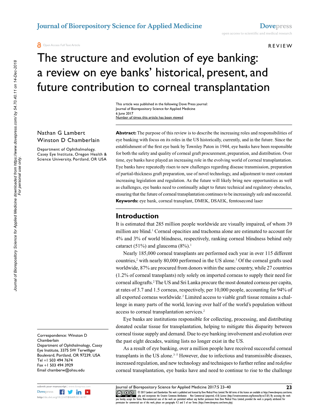The Structure and Evolution of Eye Banking: a Review on Eye Banks’ Historical, Present, and Future Contribution to Corneal Transplantation