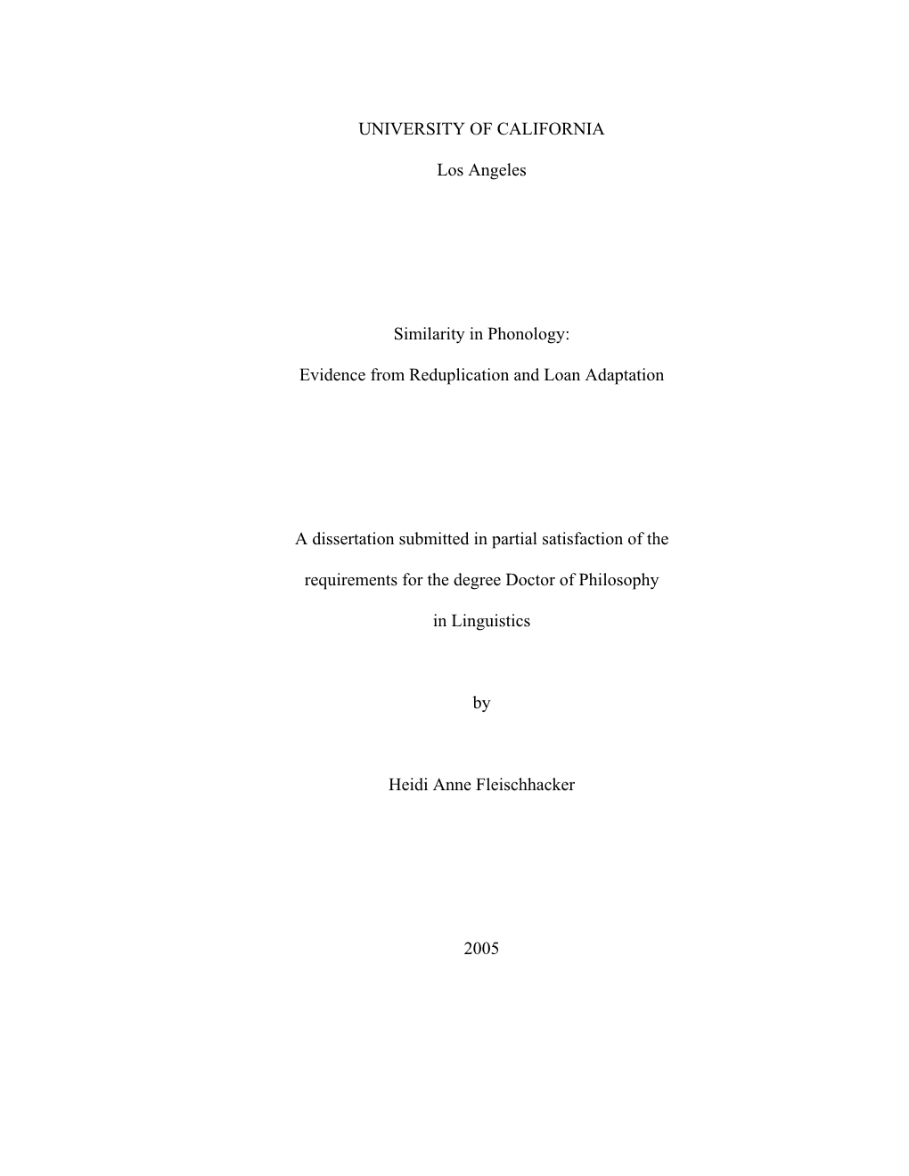 Similarity in Phonology: Evidence from Reduplication and Loan