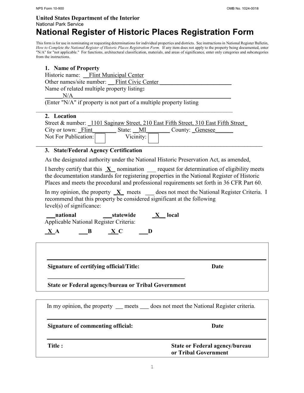 National Register of Historic Places Registration Form