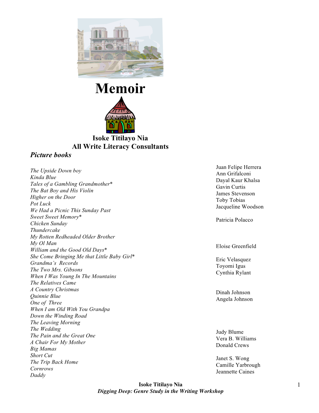 Memoir Book List