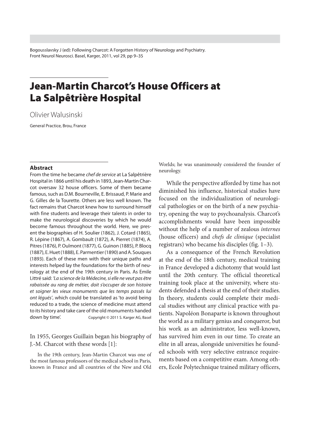 Jean-Martin Charcot's House Officers at La Salpêtrière Hospital