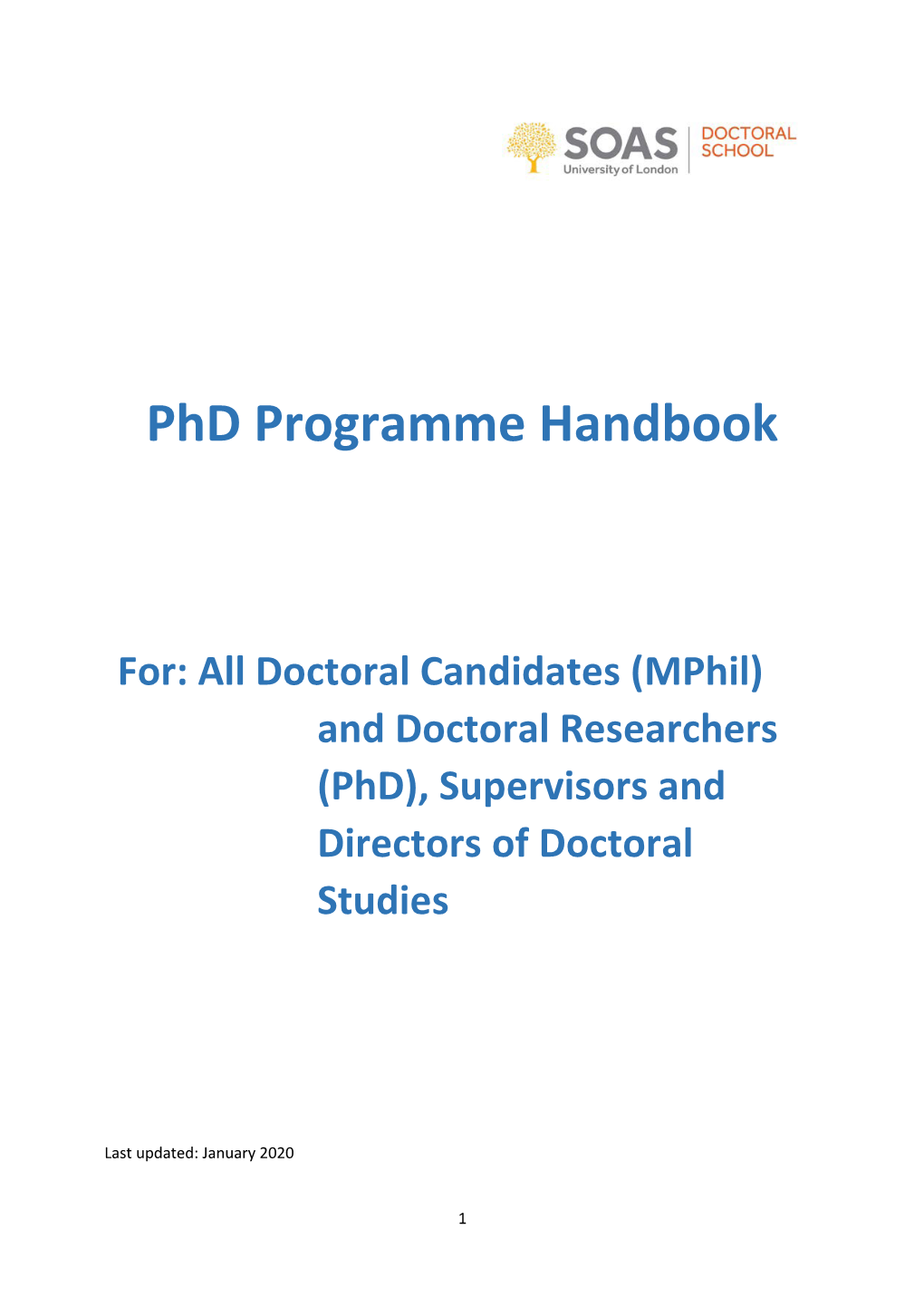 Phd Programme Handbook