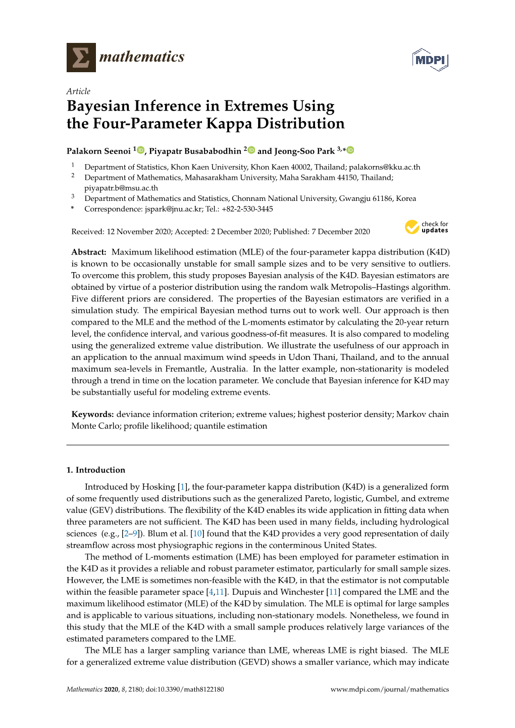 Bayesian Inference in Extremes Using the Four-Parameter Kappa Distribution