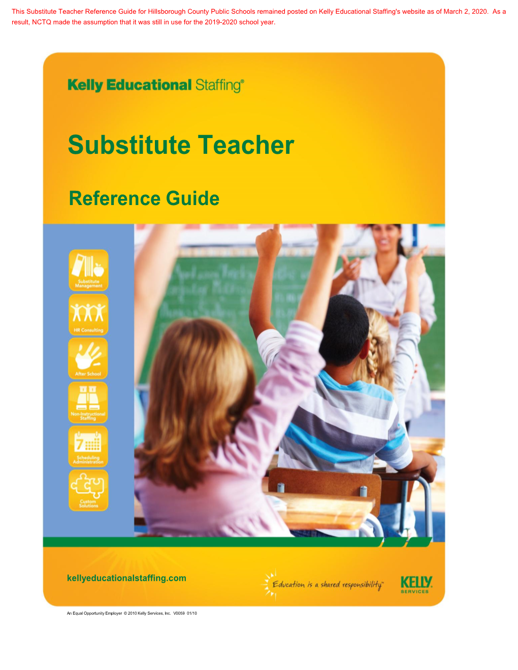 Substitute Teacher Reference Guide (E2213)