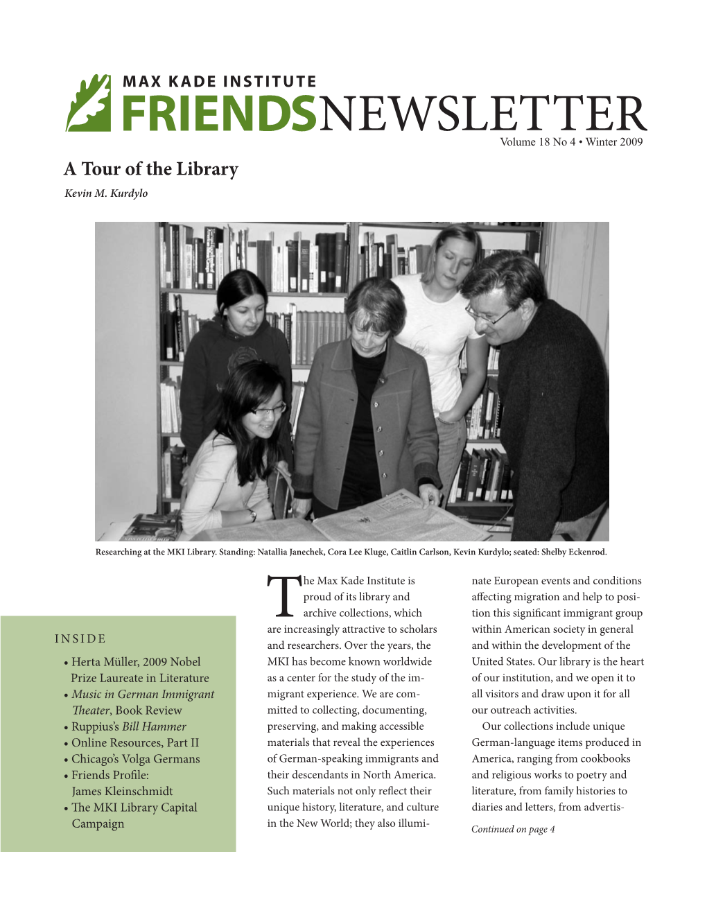 Newsletter Winter 2009