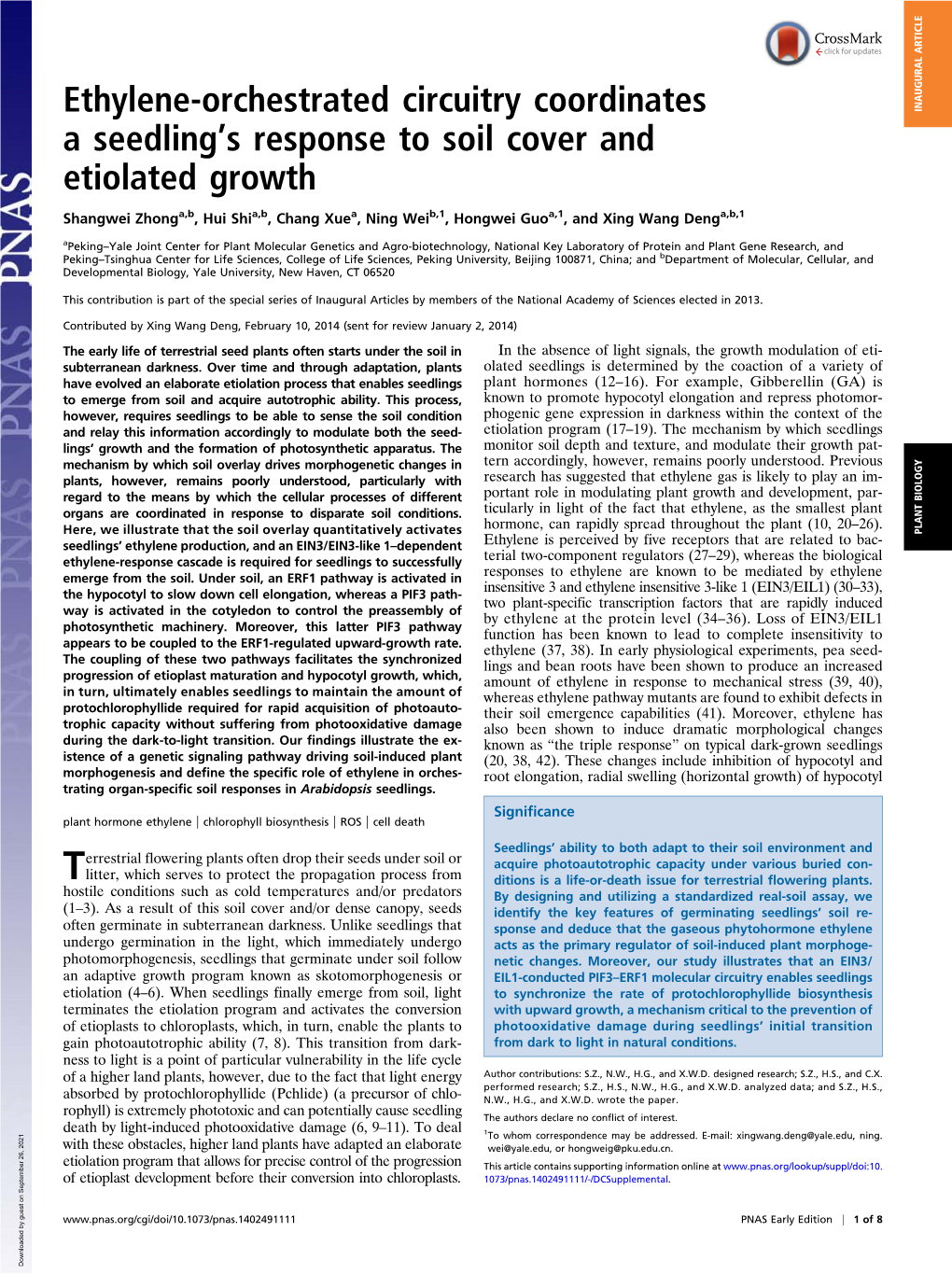 Ethylene-Orchestrated Circuitry Coordinates a Seedlingts Response