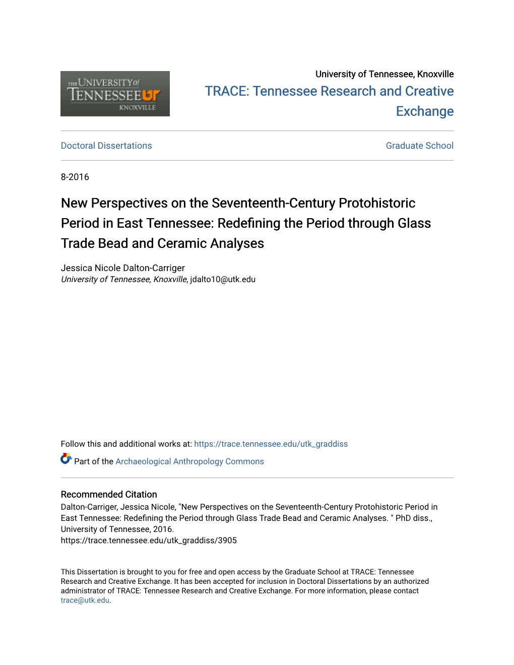 New Perspectives on the Seventeenth-Century Protohistoric Period in East Tennessee: Redefining the Eriodp Through Glass Trade Bead and Ceramic Analyses