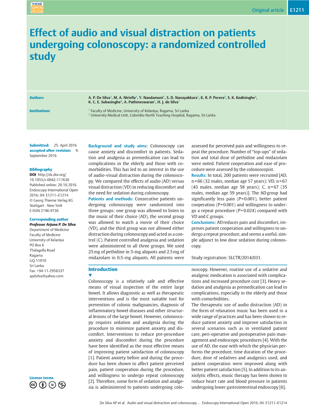 Effect of Audio and Visual Distraction on Patients Undergoing Colonoscopy: a Randomized Controlled Study