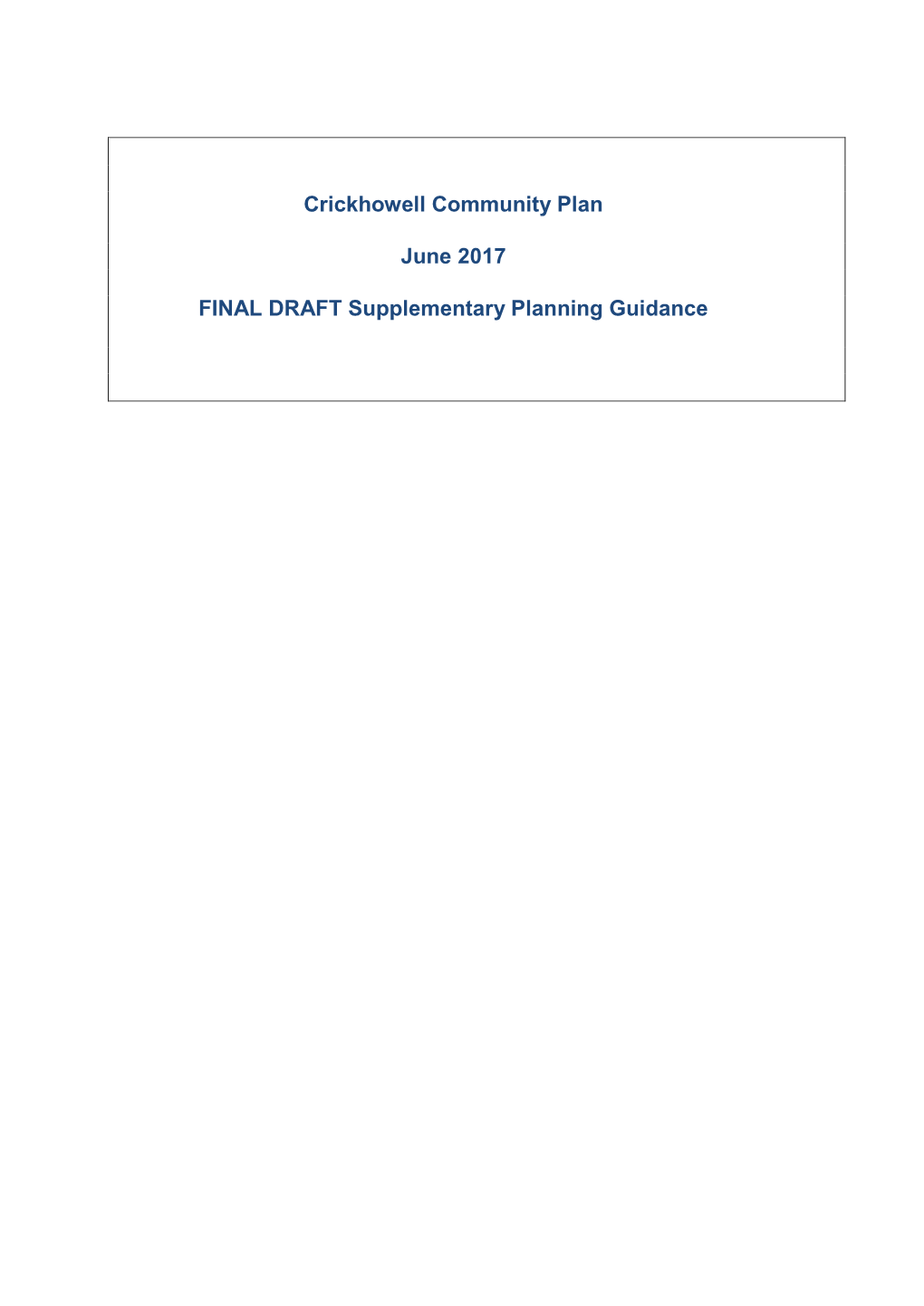 Crickhowell Community Plan June 2017 FINAL DRAFT Supplementary