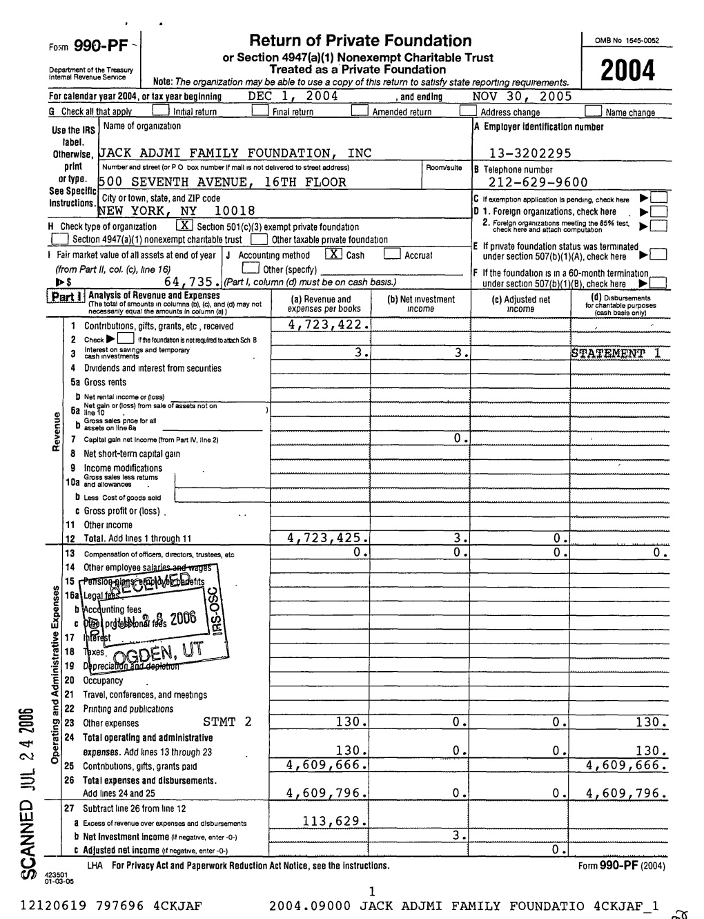 Form 990-PF Return of Private Foundation