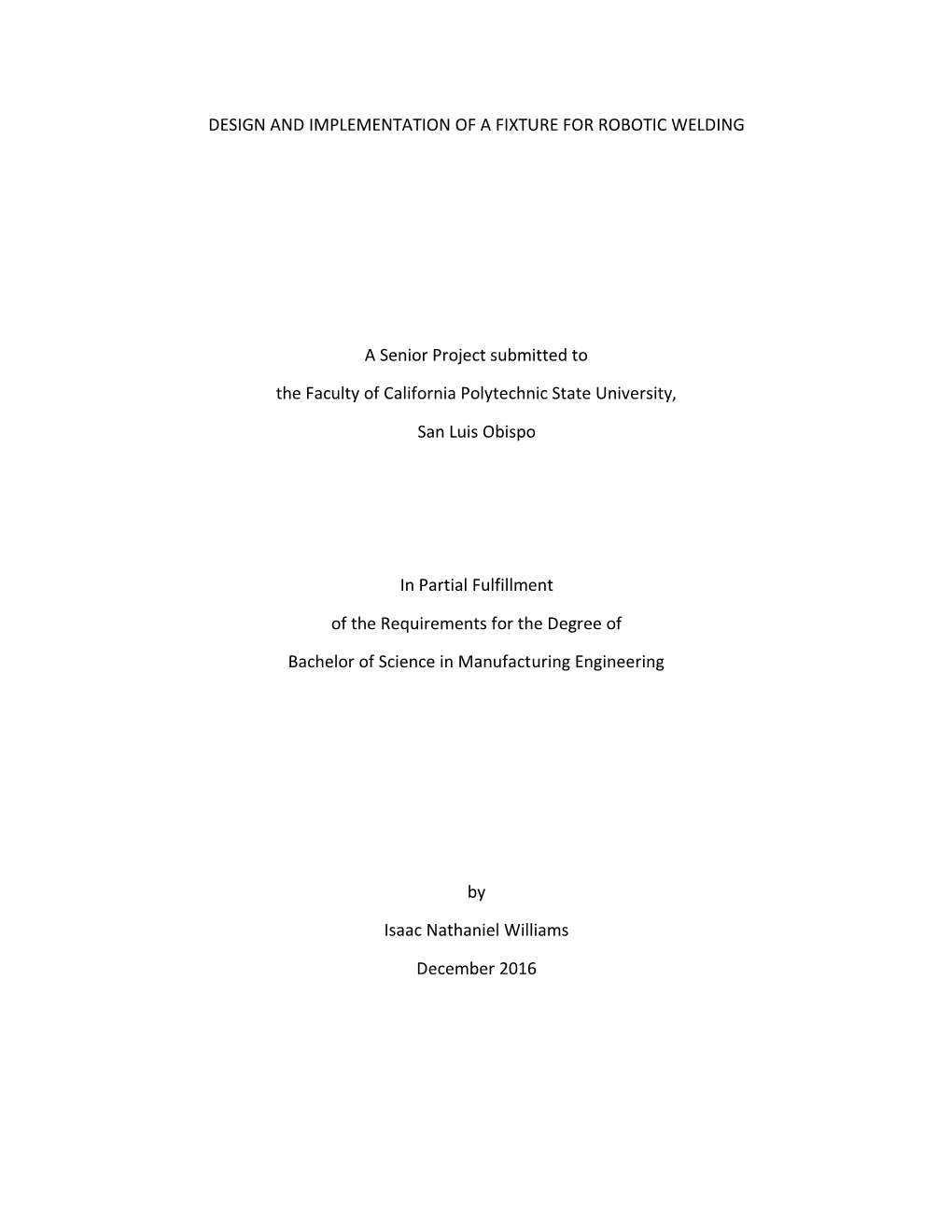 Design and Implementation of a Fixture for Robotic Welding