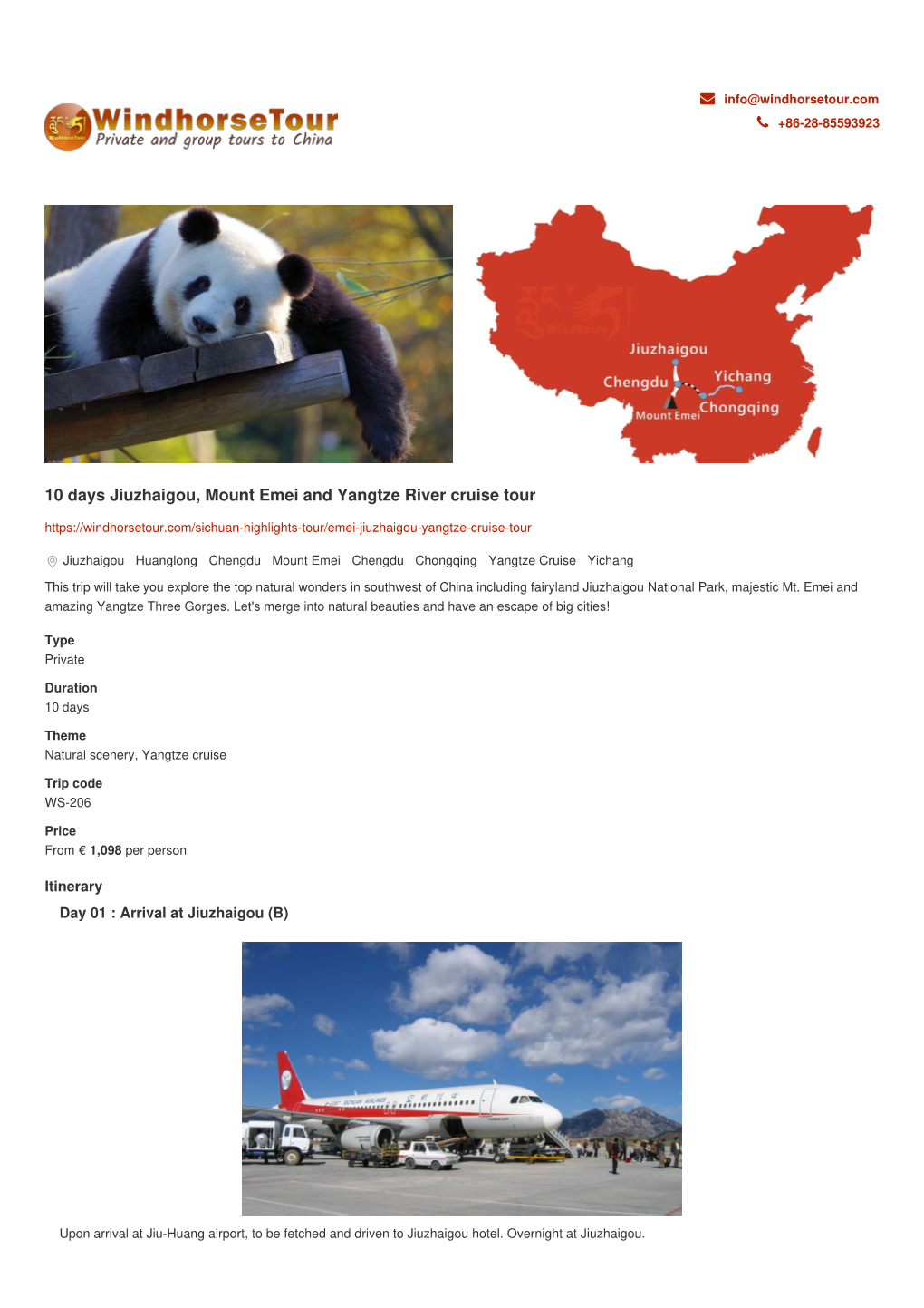 10 Days Jiuzhaigou, Mount Emei and Yangtze River Cruise Tour