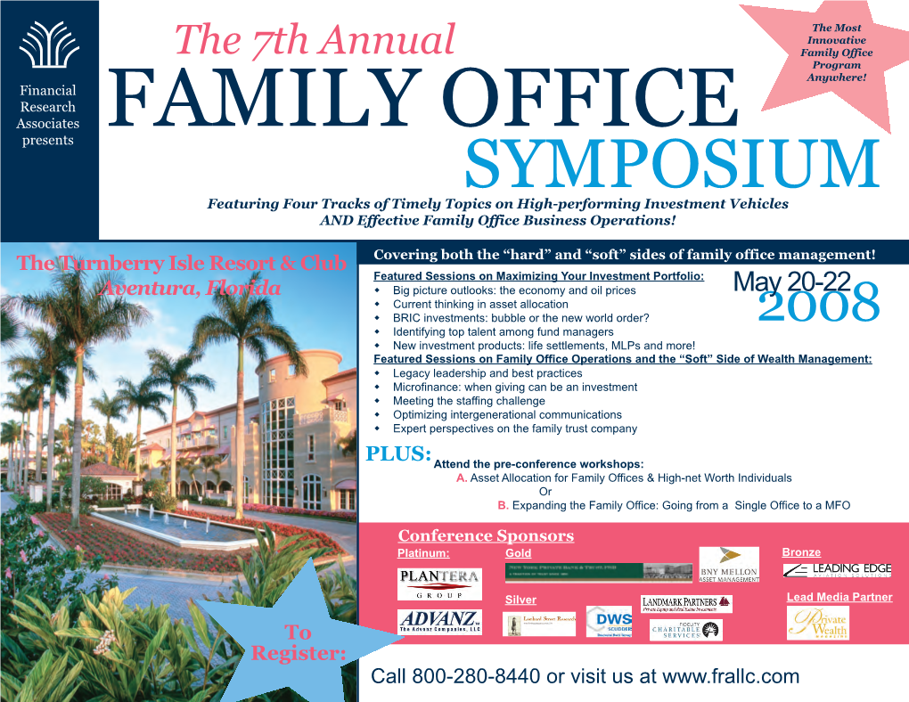SYMPOSIUM on High-Performing Investment Vehicles and Effective Family Office Business Operations!