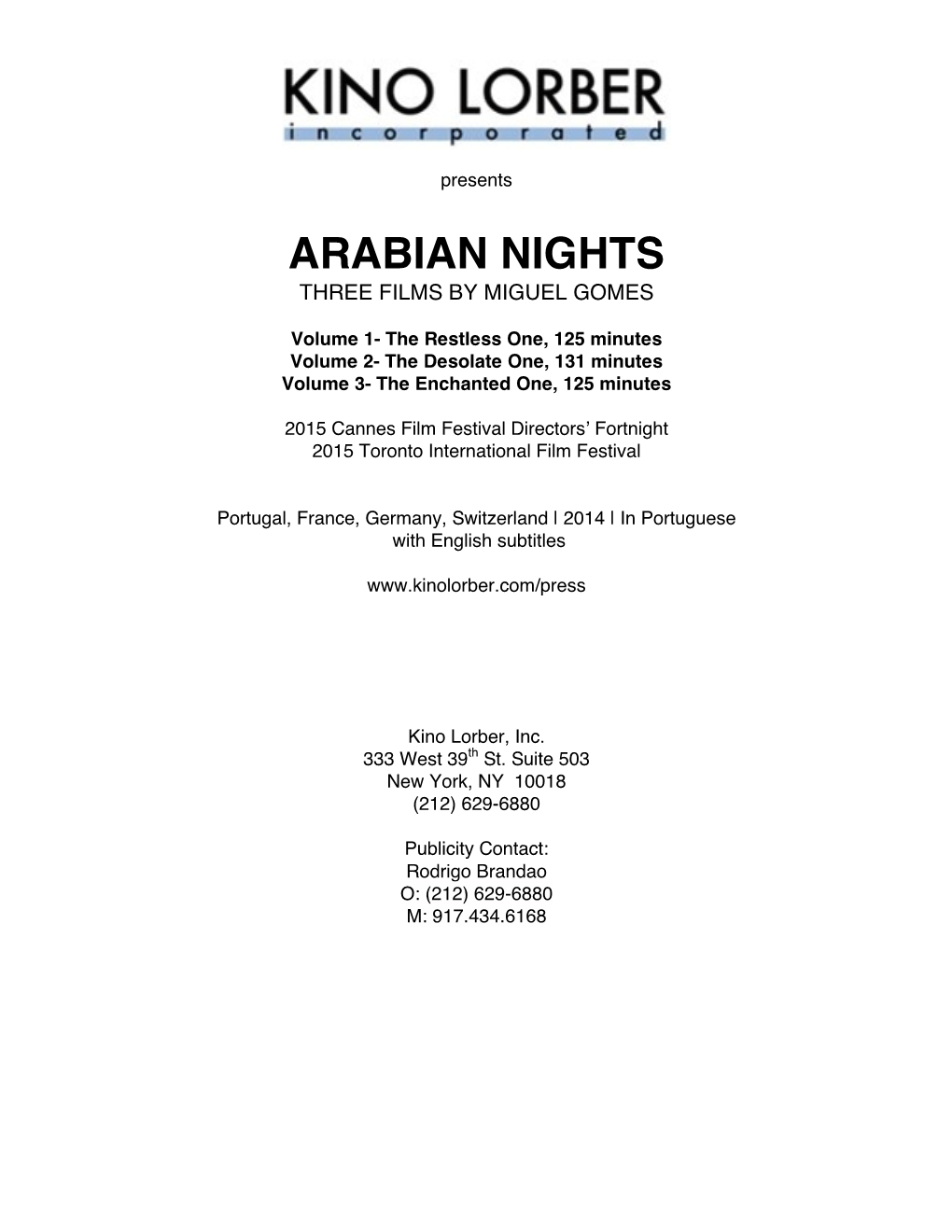 Arabian Nights Three Films by Miguel Gomes
